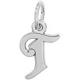 14K White Gold Curly Initial T Accent Charm by Rembrandt Charms