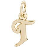 14K Gold Curly Initial T Accent Charm by Rembrandt Charms