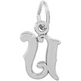 14K White Gold Curly Initial U Accent Charm by Rembrandt Charms