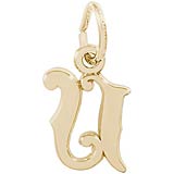 14K Gold Curly Initial U Accent Charm by Rembrandt Charms