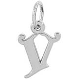 14K White Gold Curly Initial V Accent Charm by Rembrandt Charms