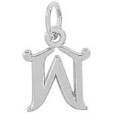 Sterling Silver Curly Initial W Accent Charm by Rembrandt Charms