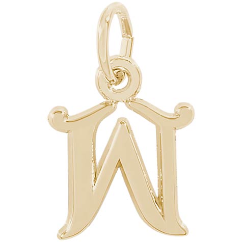 14K Gold Curly Initial W Accent Charm by Rembrandt Charms