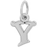 14K White Gold Curly Initial Y Accent Charm by Rembrandt Charms