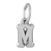 14K White Gold Small Serif Initial M Accent by Rembrandt Charms