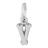 14K White Gold Small Serif Initial V Accent by Rembrandt Charms