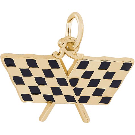 14k Gold Racing Flags Gold Charm by Rembrandt Charms