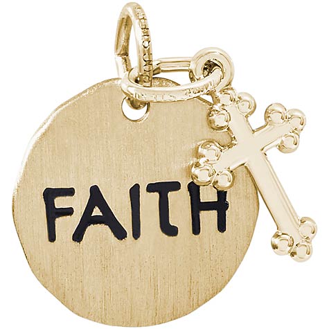 10K Gold Faith Charm Tag with Cross by Rembrandt Charms