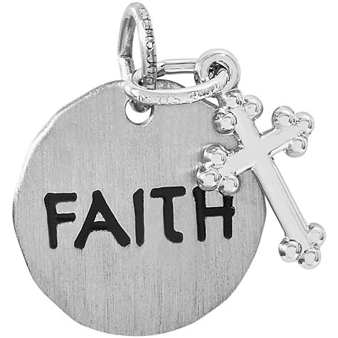 14K White Gold Faith Charm Tag with Cross by Rembrandt Charms 14K White Gold Faith Charm Tag with Cross by Rembrandt Charms