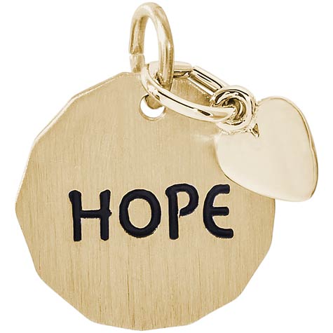 14K Gold Hope Charm Tag with Heart Accent by Rembrandt Charms 14K Gold Hope Charm Tag with Heart Accent by Rembrandt Charms