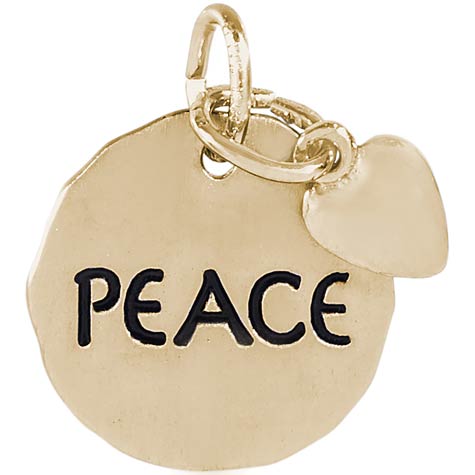 10K Gold Peace Charm Tag with Heart by Rembrandt Charms