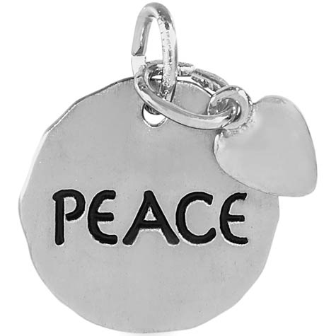 Sterling Silver Peace Charm Tag with Heart by Rembrandt Charms