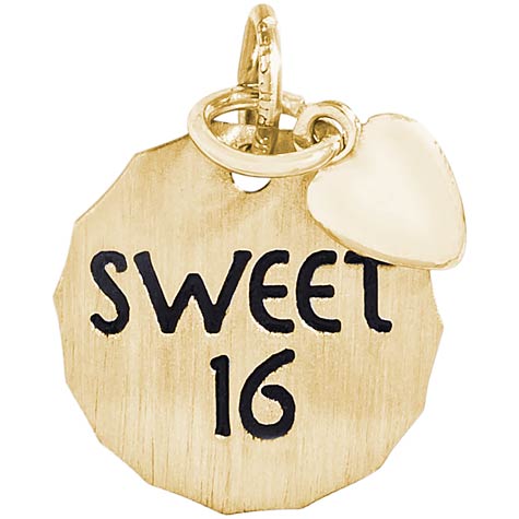 14K Gold Sweet 16 Charm Tag with Heart by Rembrandt Charms 14K Gold Sweet 16 Charm Tag with Heart by Rembrandt Charms