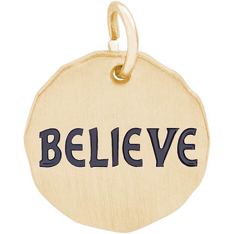 Gold Plate Believe Charm Tag by Rembrandt Charms