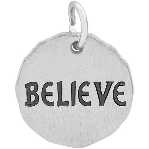 14K White Gold Believe Charm Tag by Rembrandt Charms
