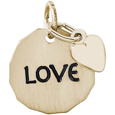 14K Gold Love Charm Tag with Heart Accent by Rembrandt Charms 14K Gold Love Charm Tag with Heart Accent by Rembrandt Charms