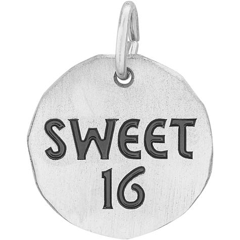 14K White Gold Sweet Sixteen Charm Tag by Rembrandt Charms