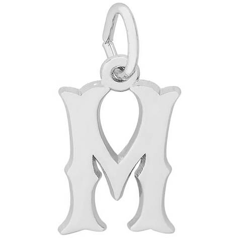 14K White Gold Blackletter Initial M Charm by Rembrandt Charms