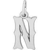 14K White Gold Blackletter Initial N Charm by Rembrandt Charms
