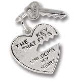 14K White Gold Key and Heart Charm by Rembrandt Charms