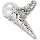 14K White Gold Ice Cream Cone Charm by Rembrandt Charms