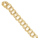 10K Gold Charm Bracelet Medium Double Link 7”