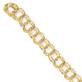 14K Gold Charm Bracelet Medium Double Link 7”