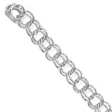 Sterling Silver Charm Bracelet Medium Double Link 7”