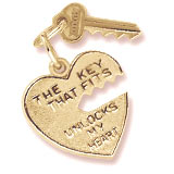 14k Gold Key and Heart Charm by Rembrandt Charms