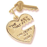 Gold Plated Key and Heart Charm by Rembrandt Charms