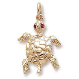 Gold Plated Turtle with Stones Charm by Rembrandt Charms