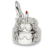 14K White Gold Two-Tier Birthday Cake Charm by Rembrandt Charms