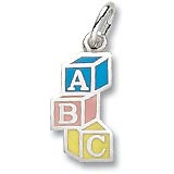 14k White Gold ABC Block Charm by Rembrandt Charms