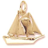 Gold Plate Schooner Sailboat Charm by Rembrandt Charms