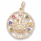 Gold Plate Peacock Charm Select 7 Stones by Rembrandt Charms