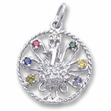 Sterling Silver Peacock Charm Select 7 Stones by Rembrandt Charms