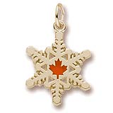14k Gold Snowflake with Red Maple Leaf Charm by Rembrandt Charms