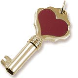 14K Gold Key and Red Heart Charm by Rembrandt Charms 14K Gold Key and Red Heart Charm by Rembrandt Charms