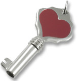 14K White Gold Key and Red Heart Charm by Rembrandt Charms 14K White Gold Key and Red Heart Charm by Rembrandt Charms