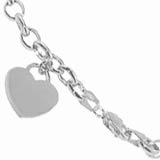 14k White Gold Charm Bracelet with Hearts 5.0mm, 7 1/2 inches