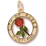 Gold Plated Portland City of Roses Charm by Rembrandt Charms