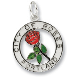 14K White Gold Portland City of Roses Charm by Rembrandt Charms