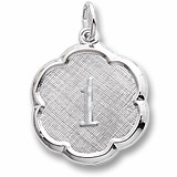 Sterling Silver Number One Scalloped Disc Charm by Rembrandt Charms