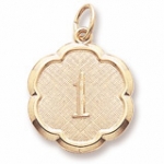 Gold Plate Number One Scalloped Disc Charm by Rembrandt Charms