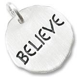 Sterling Silver Believe Charm Tag by Rembrandt Charms