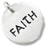 14K White Gold Faith Charm Tag by Rembrandt Charms