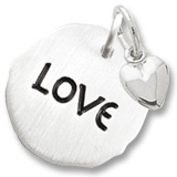 14K White Gold Love Charm Tag with Heart Accent by Rembrandt Charms