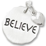 Sterling Silver Believe Charm Tag with Heart by Rembrandt Charms