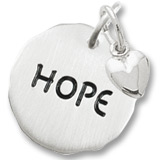 14K White Gold Hope Charm Tag with Heart Accent by Rembrandt Charms