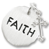 14K White Gold Faith Charm Tag with Cross by Rembrandt Charms